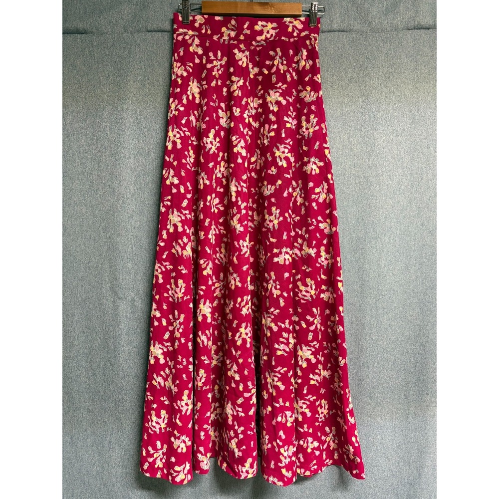 VINTAGE Fritzi of California Maxi Skirt Small Pink Floral Hippie‎ Boho 60s 70s